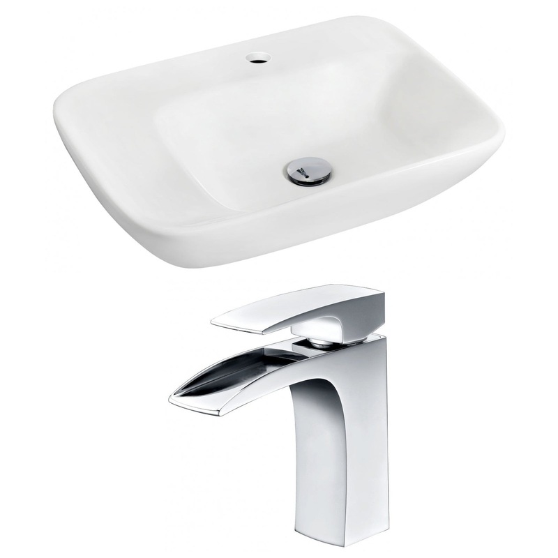 American Imaginations AI-15095 24" White Rectangular Ceramic Wall Mount Bathroom Vessel Sink Set