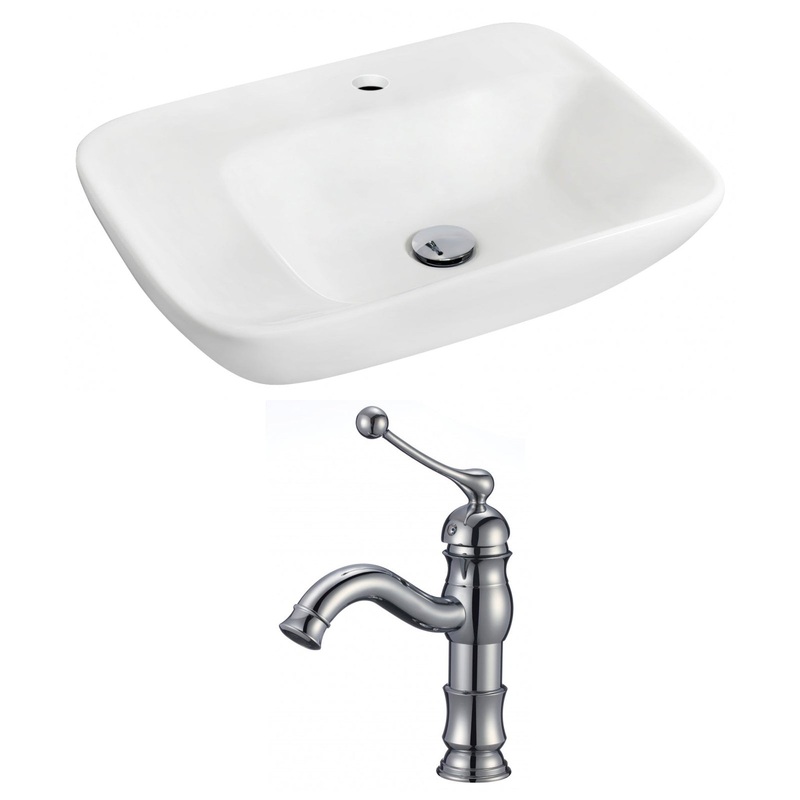 American Imaginations AI-15097 24" White Rectangular Ceramic Wall Mount Bathroom Vessel Sink Set