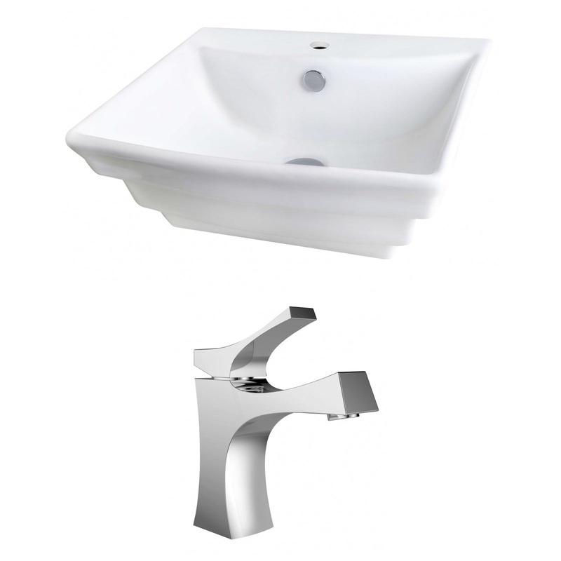 American Imaginations AI-15098 20" White Rectangular Ceramic Wall Mount Bathroom Vessel Sink Set
