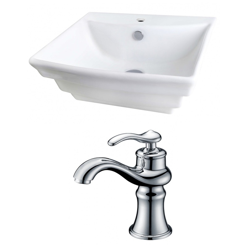 American Imaginations AI-15099 20" White Rectangular Ceramic Wall Mount Bathroom Vessel Sink Set