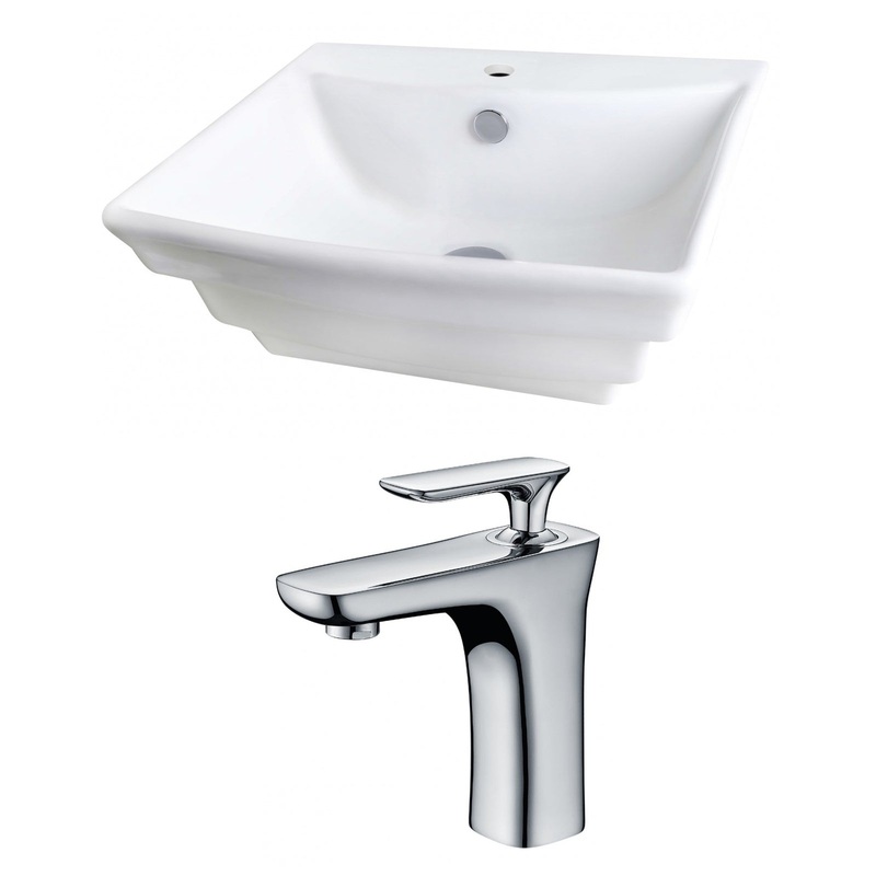 American Imaginations AI-15101 20" White Rectangular Ceramic Wall Mount Bathroom Vessel Sink Set