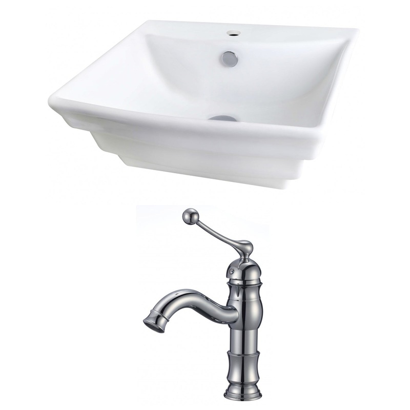 American Imaginations AI-15104 20" White Rectangular Ceramic Wall Mount Bathroom Vessel Sink Set