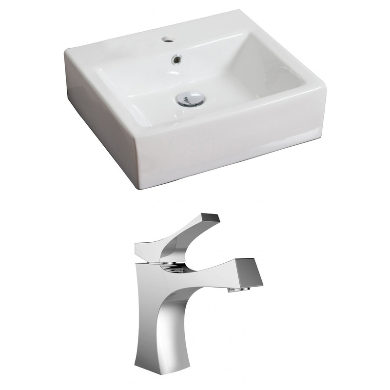 American Imaginations AI-15105 21" White Rectangular Ceramic Wall Mount Bathroom Vessel Sink Set