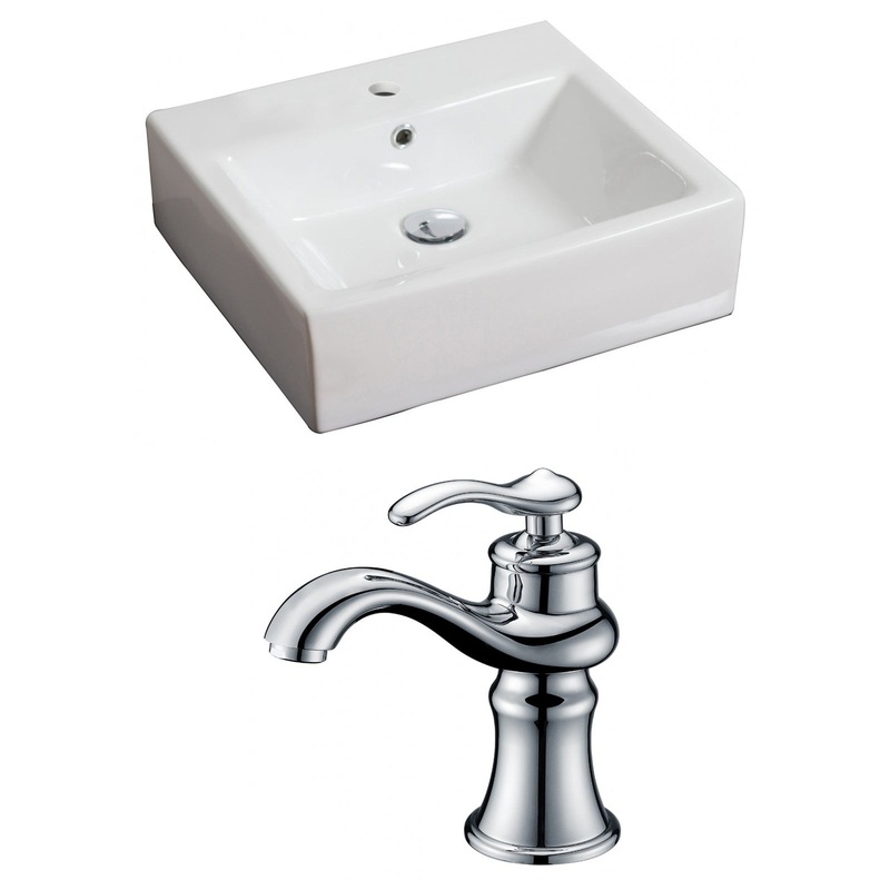 American Imaginations AI-15106 21" White Rectangular Ceramic Wall Mount Bathroom Vessel Sink Set