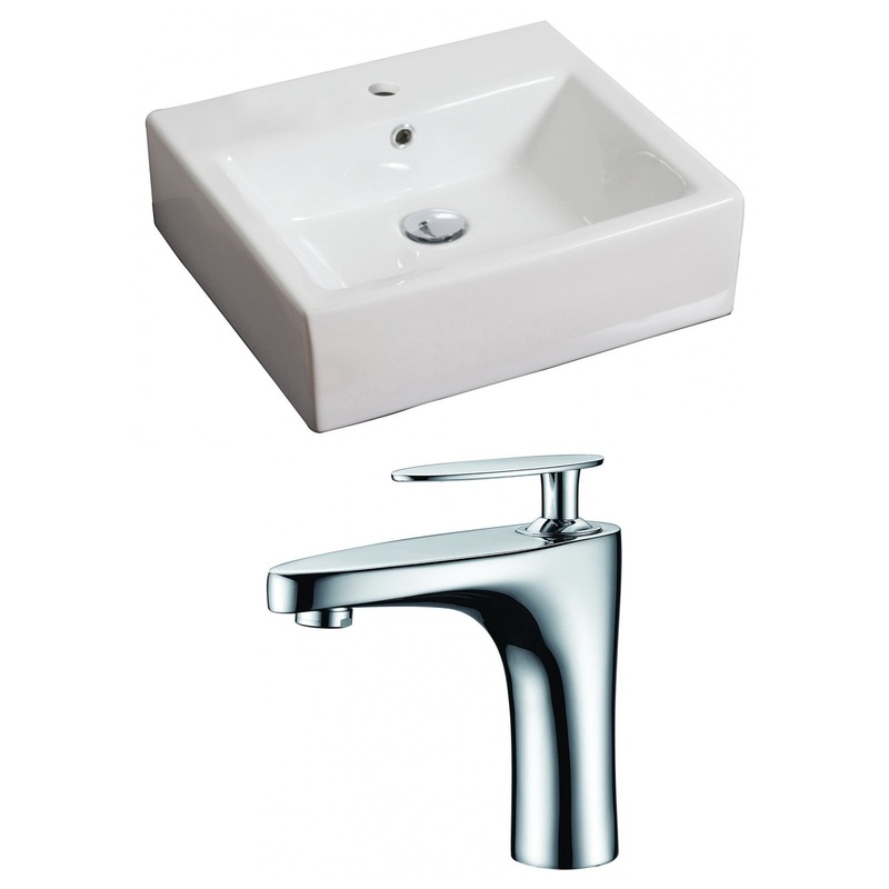 American Imaginations AI-15107 21" White Rectangular Ceramic Wall Mount Bathroom Vessel Sink Set