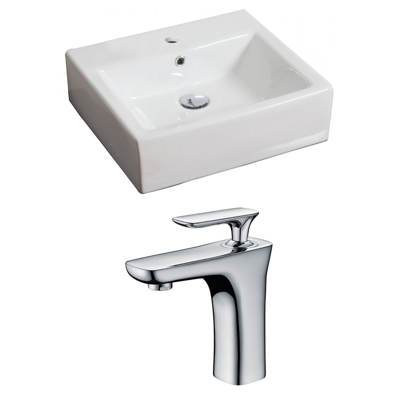 American Imaginations AI-15108 21" White Rectangular Ceramic Wall Mount Bathroom Vessel Sink Set