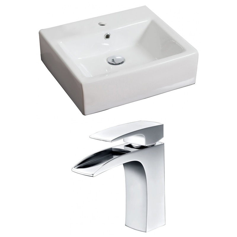 American Imaginations AI-15109 21" White Rectangular Ceramic Wall Mount Bathroom Vessel Sink Set