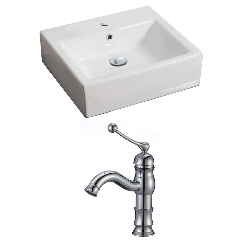 American Imaginations AI-15111 21" White Rectangular Ceramic Wall Mount Bathroom Vessel Sink Set