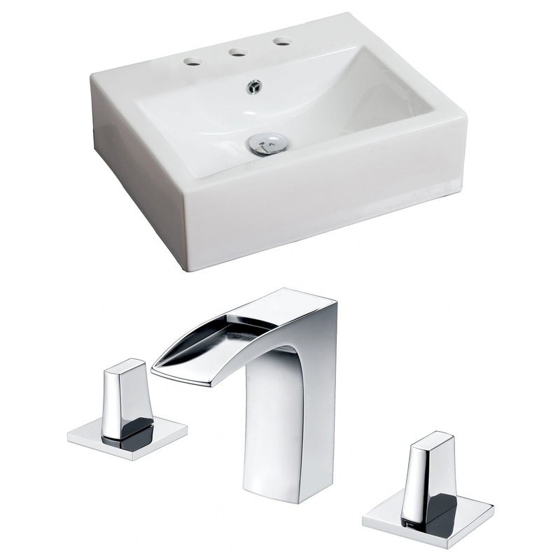 American Imaginations AI-15116 21" White Rectangular Ceramic Wall Mount Bathroom Vessel Sink Set