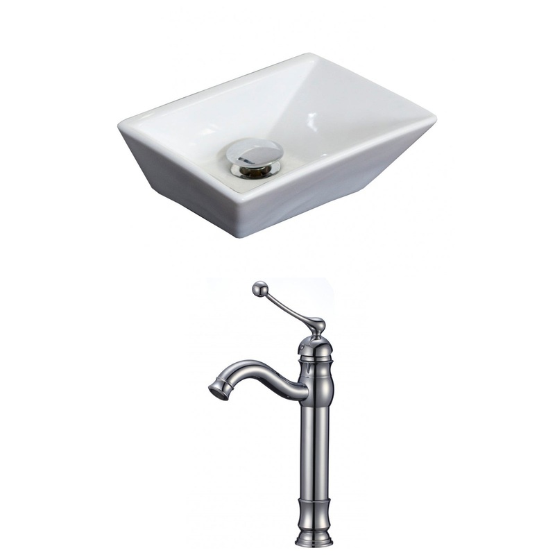American Imaginations AI-15180 12" White Rectangular Ceramic Above Counter Bathroom Vessel Sink Set