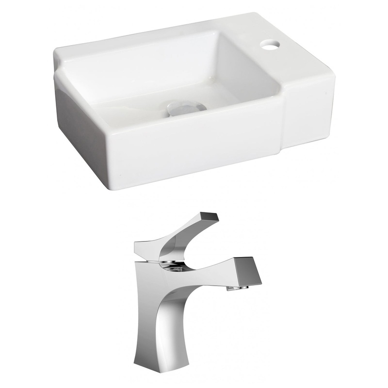 American Imaginations AI-15187 16" White Rectangular Ceramic Above Counter Bathroom Vessel Sink Set