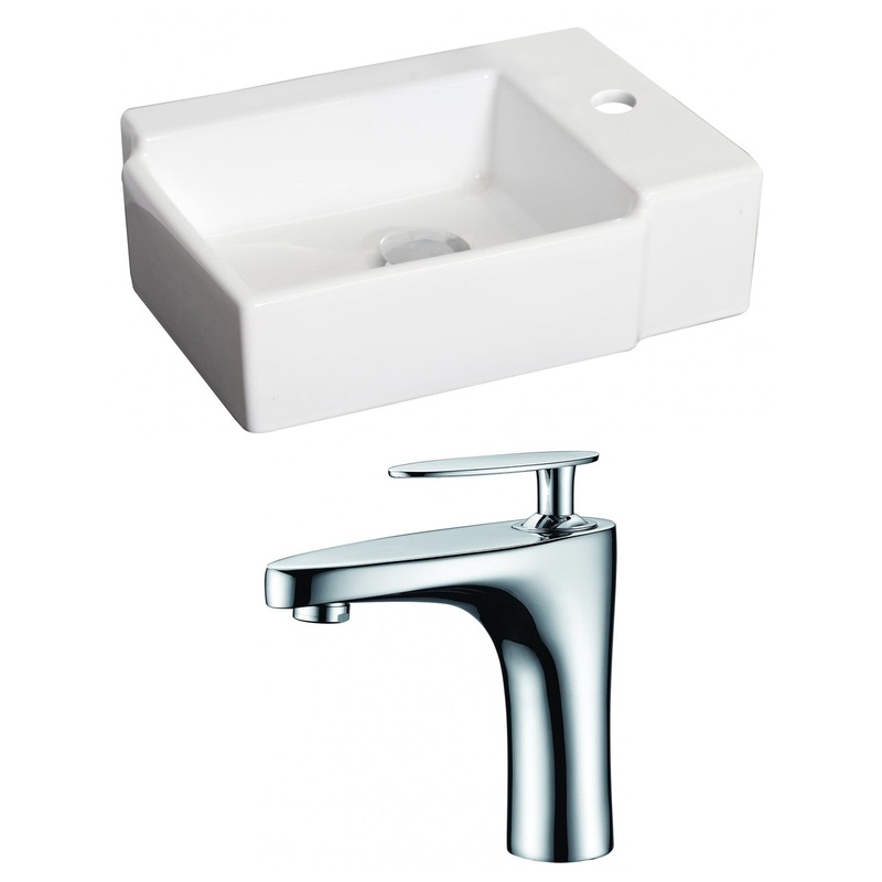 American Imaginations AI-15189 16" White Rectangular Ceramic Above Counter Bathroom Vessel Sink Set