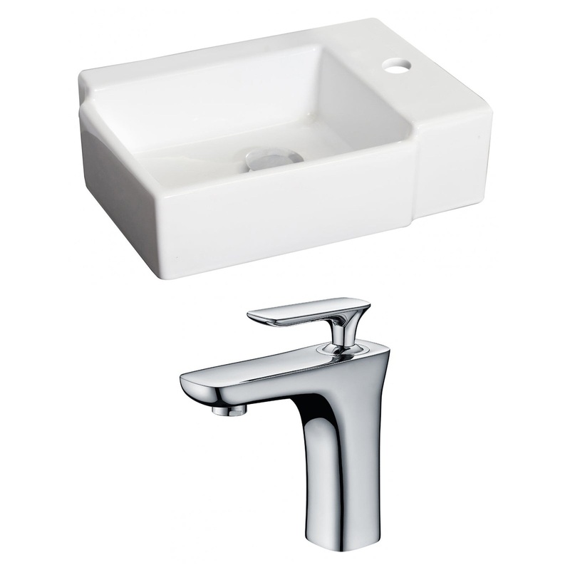 American Imaginations AI-15190 16" White Rectangular Ceramic Above Counter Bathroom Vessel Sink Set