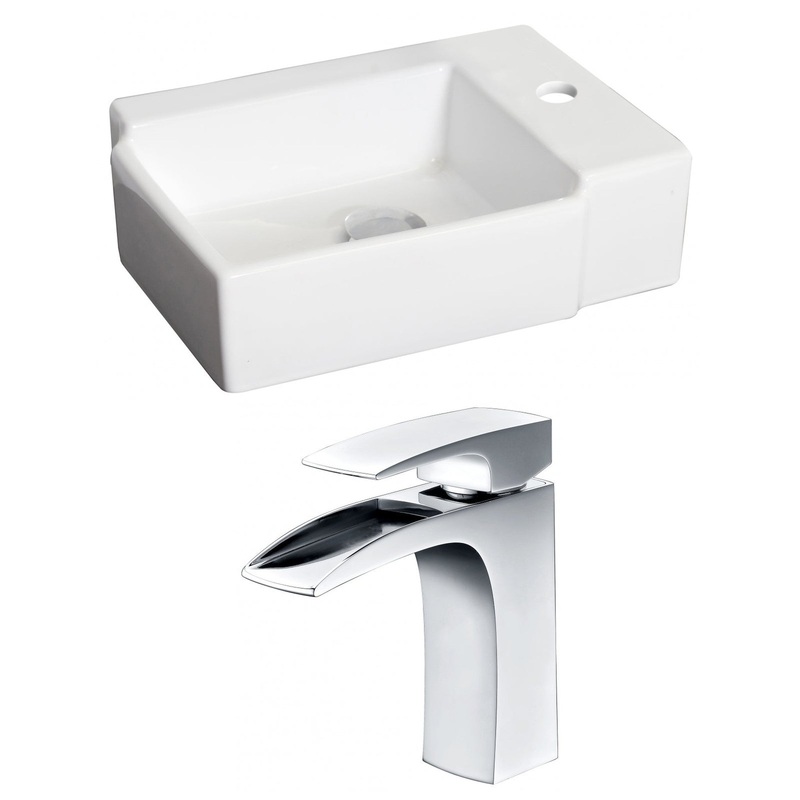 American Imaginations AI-15191 16" White Rectangular Ceramic Above Counter Bathroom Vessel Sink Set