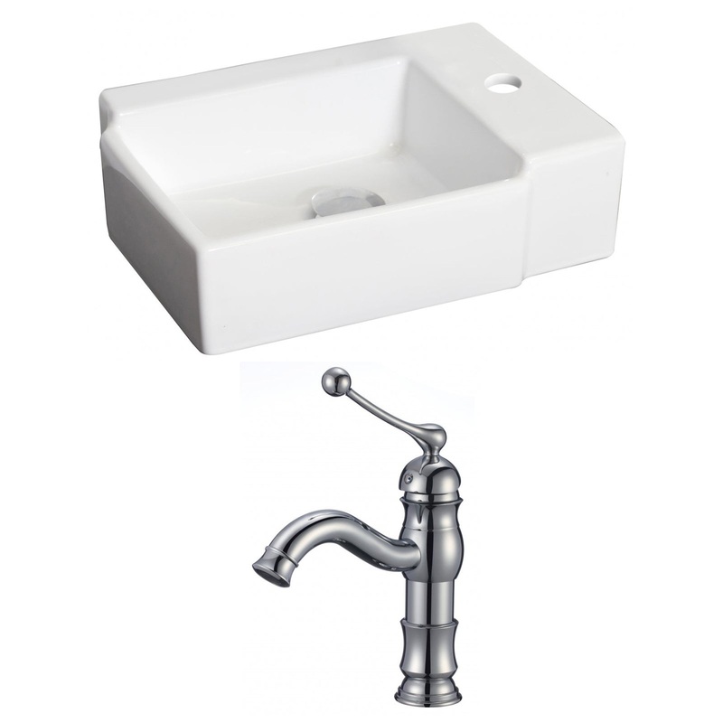 American Imaginations AI-15193 16" White Rectangular Ceramic Above Counter Bathroom Vessel Sink Set