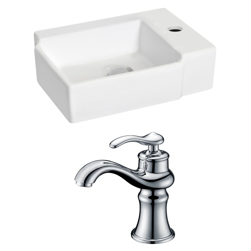 American Imaginations AI-15195 16" White Rectangular Ceramic Wall Mount Bathroom Vessel Sink Set