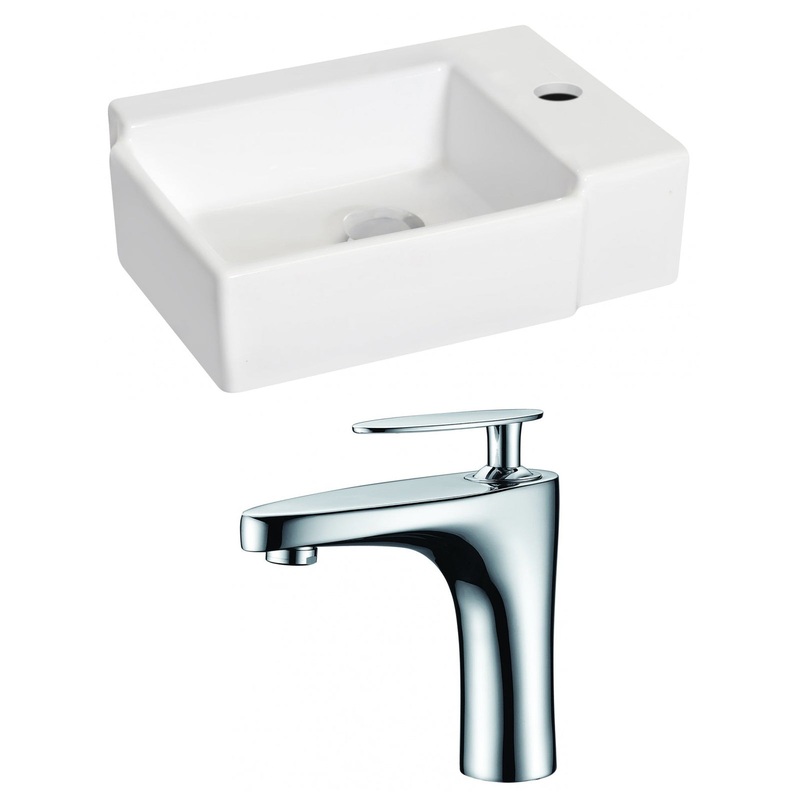 American Imaginations AI-15196 16" White Rectangular Ceramic Wall Mount Bathroom Vessel Sink Set