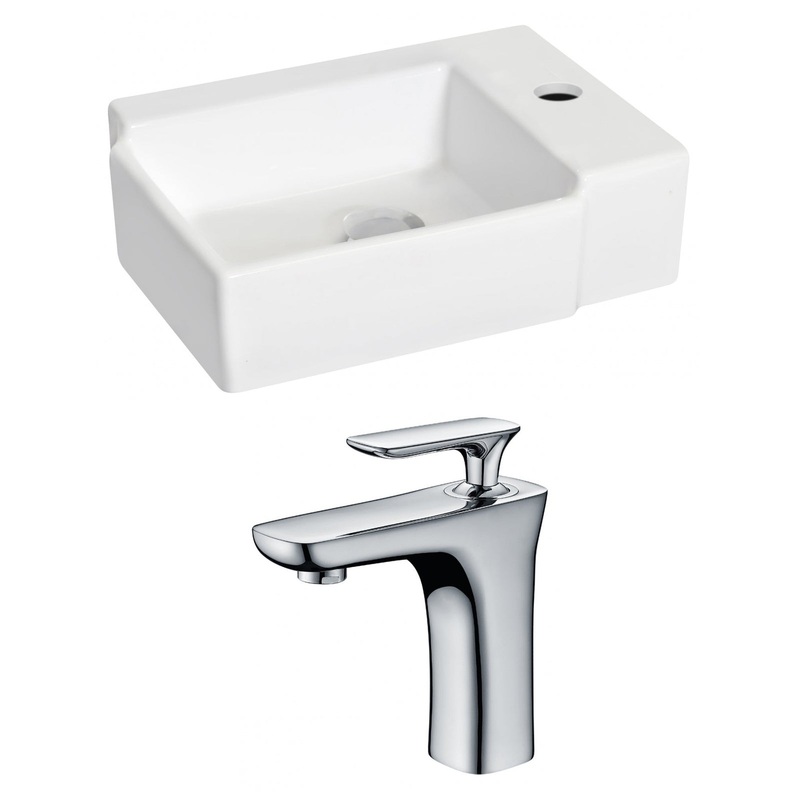 American Imaginations AI-15197 16" White Rectangular Ceramic Wall Mount Bathroom Vessel Sink Set