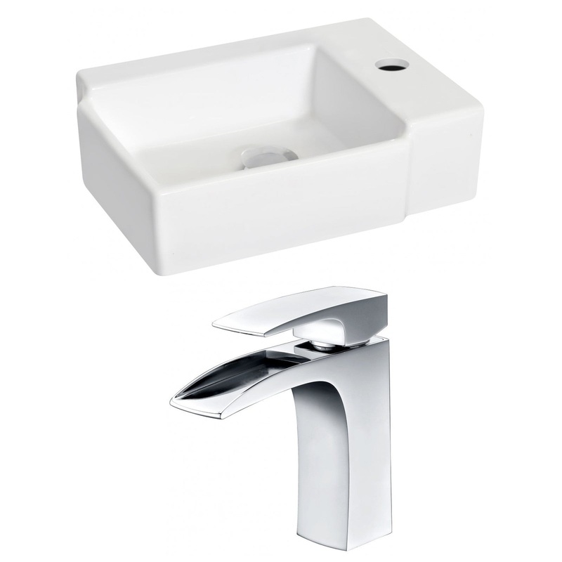 American Imaginations AI-15198 16" White Rectangular Ceramic Wall Mount Bathroom Vessel Sink Set