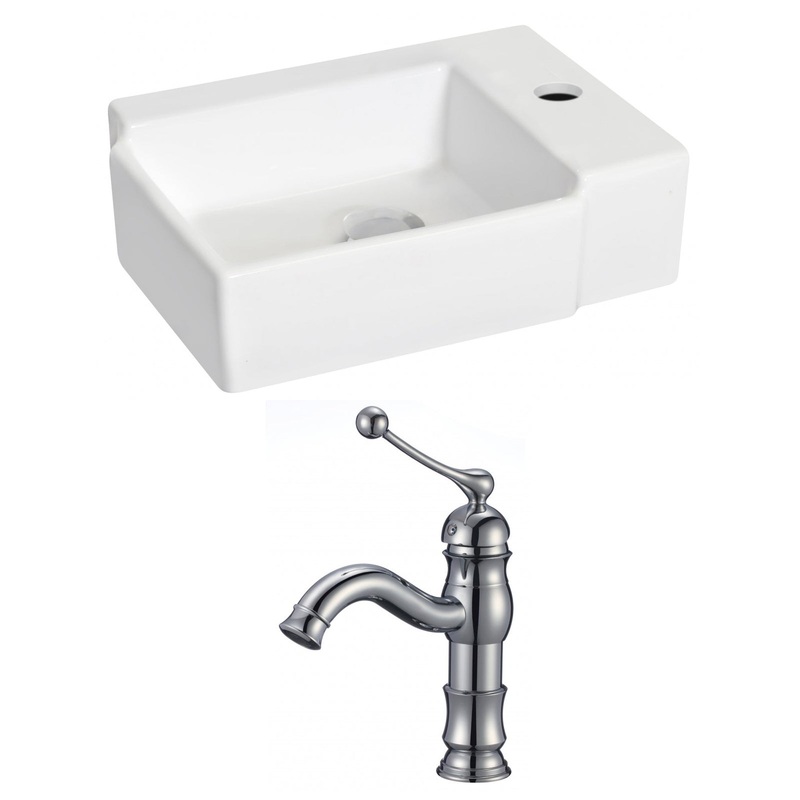 American Imaginations AI-15200 16" White Rectangular Ceramic Wall Mount Bathroom Vessel Sink Set
