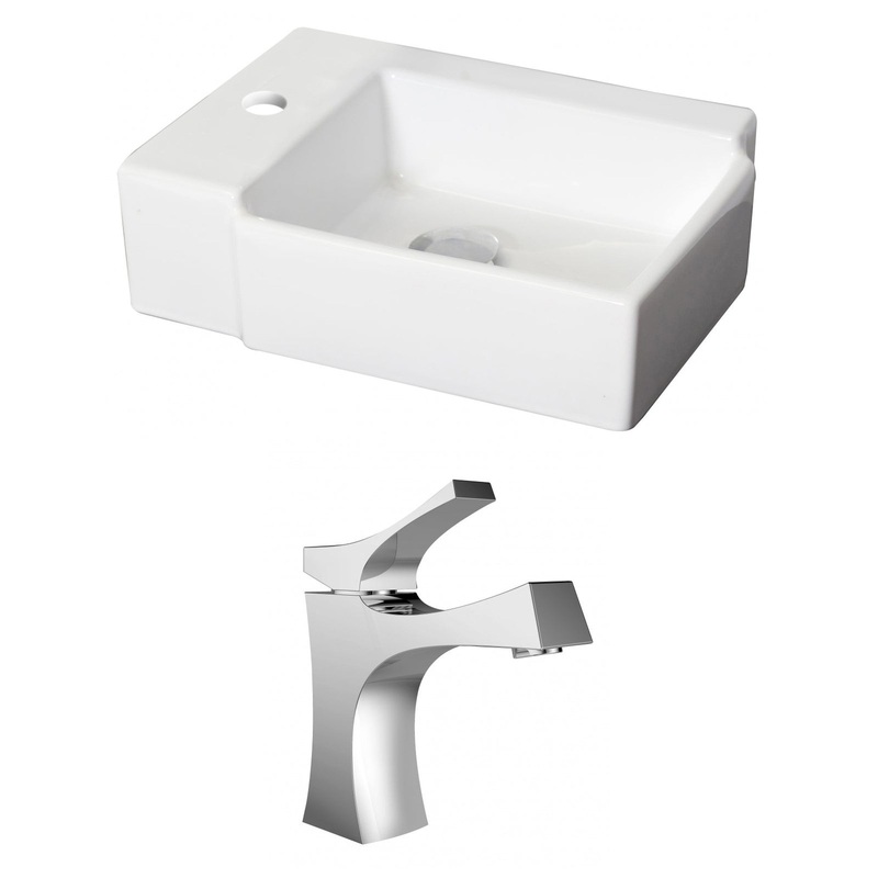 American Imaginations AI-15201 16" White Rectangular Ceramic Above Counter Bathroom Vessel Sink Set