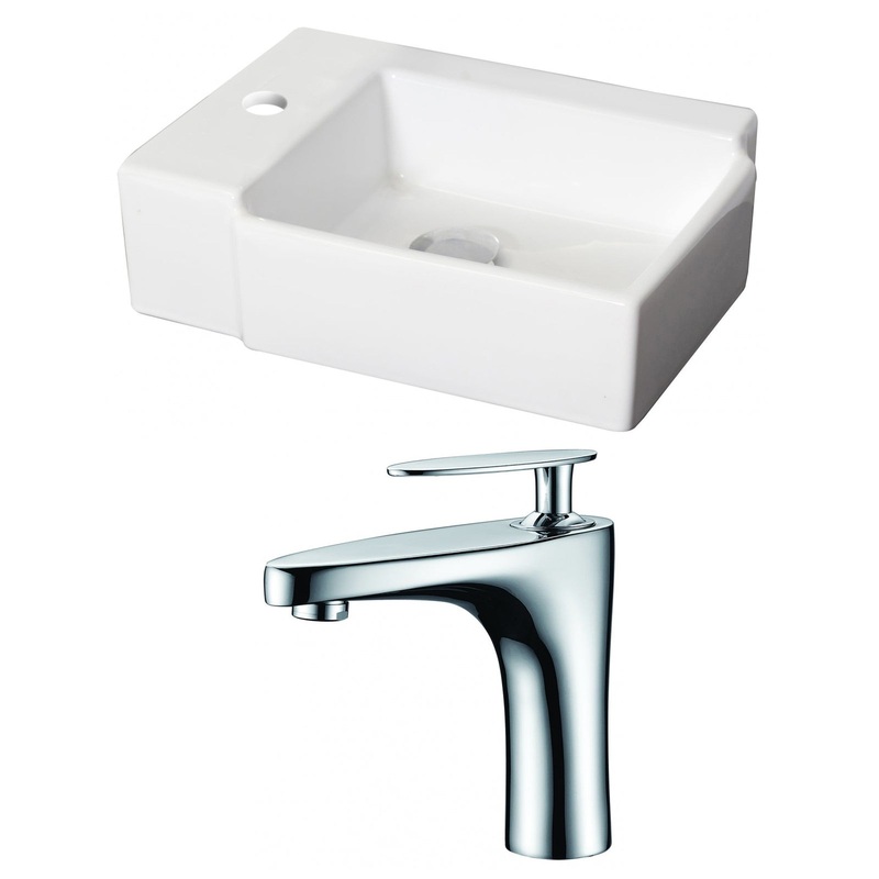 American Imaginations AI-15203 16" White Rectangular Ceramic Above Counter Bathroom Vessel Sink Set