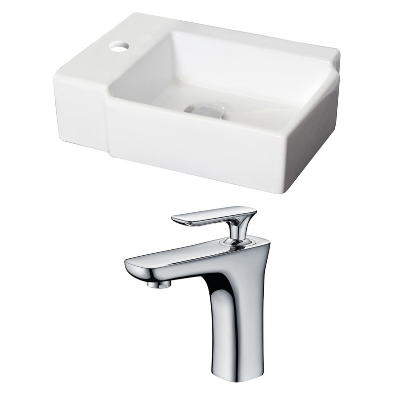 American Imaginations AI-15204 16" White Rectangular Ceramic Above Counter Bathroom Vessel Sink Set