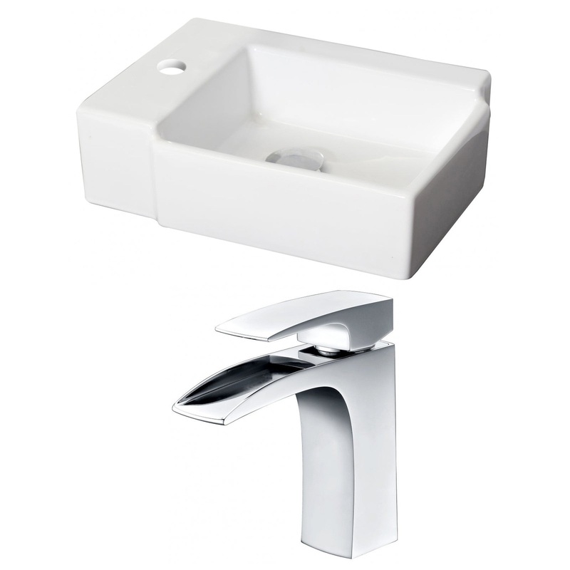 American Imaginations AI-15205 16" White Rectangular Ceramic Above Counter Bathroom Vessel Sink Set