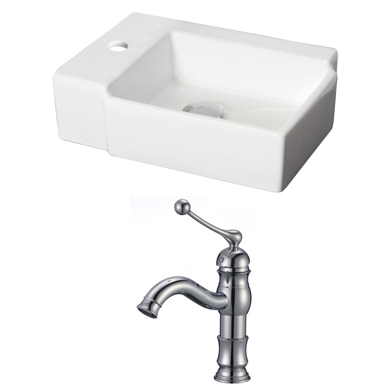 American Imaginations AI-15207 16" White Rectangular Ceramic Above Counter Bathroom Vessel Sink Set