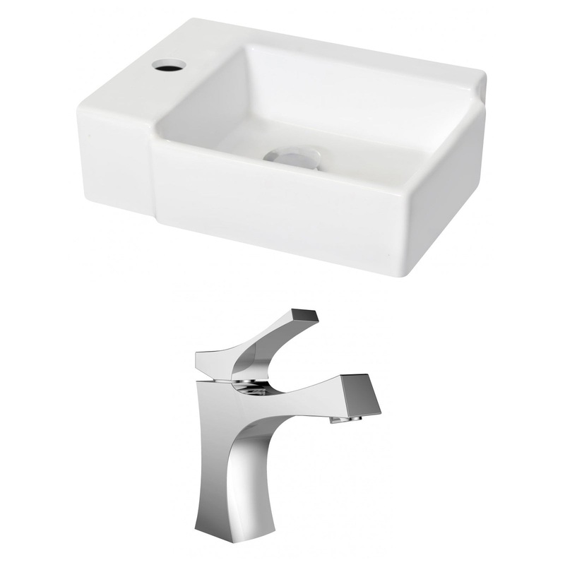 American Imaginations AI-15208 16" White Rectangular Ceramic Wall Mount Bathroom Vessel Sink Set