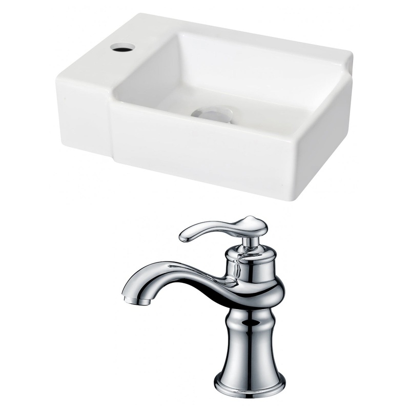 American Imaginations AI-15209 16" White Rectangular Ceramic Wall Mount Bathroom Vessel Sink Set