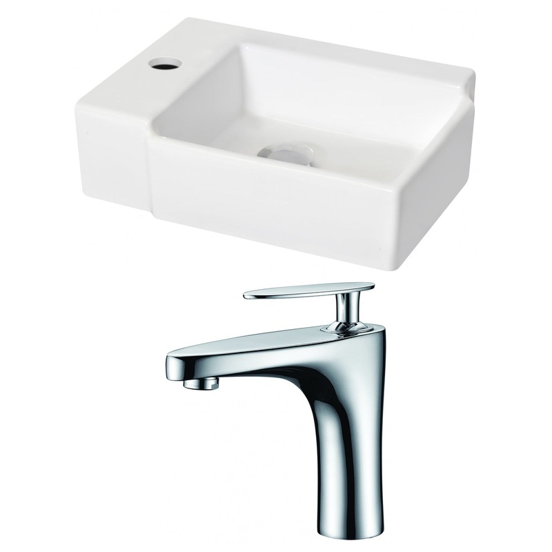 American Imaginations AI-15210 16" White Rectangular Ceramic Wall Mount Bathroom Vessel Sink Set