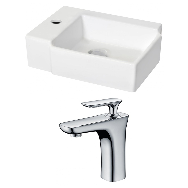 American Imaginations AI-15211 16" White Rectangular Ceramic Wall Mount Bathroom Vessel Sink Set