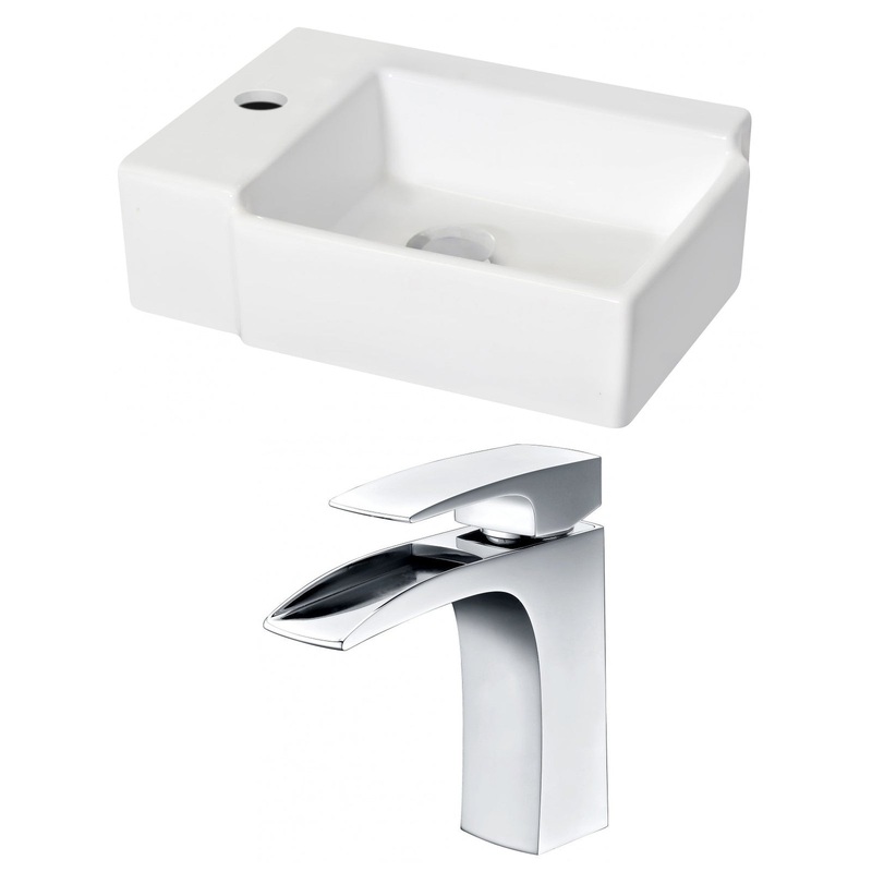 American Imaginations AI-15212 16" White Rectangular Ceramic Wall Mount Bathroom Vessel Sink Set