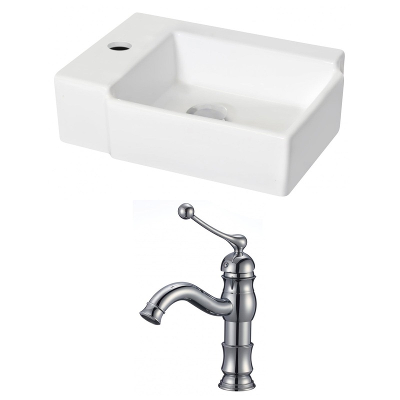 American Imaginations AI-15214 16" White Rectangular Ceramic Wall Mount Bathroom Vessel Sink Set