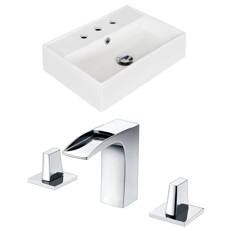 American Imaginations AI-15240 20" White Rectangular Ceramic Wall Mount Bathroom Vessel Sink Set