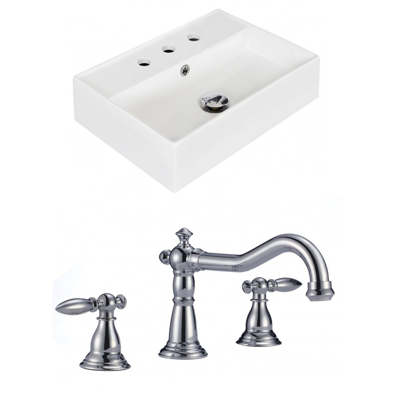 American Imaginations AI-15241 20" White Rectangular Ceramic Wall Mount Bathroom Vessel Sink Set