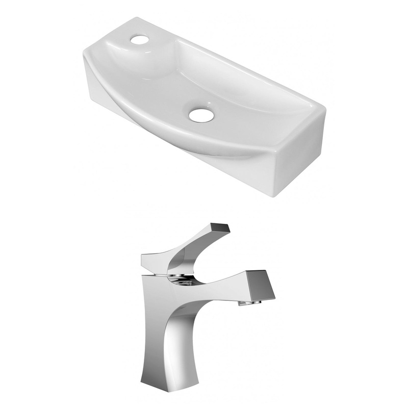 American Imaginations AI-15274 18" White Rectangular Ceramic Above Counter Bathroom Vessel Sink Set