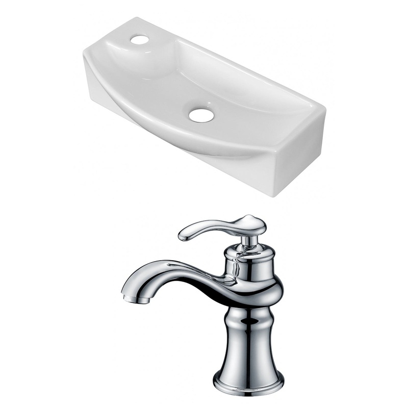 American Imaginations AI-15275 18" White Rectangular Ceramic Above Counter Bathroom Vessel Sink Set