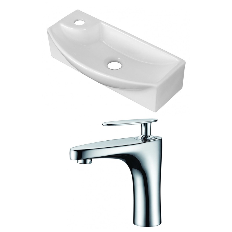 American Imaginations AI-15276 18" White Rectangular Ceramic Above Counter Bathroom Vessel Sink Set