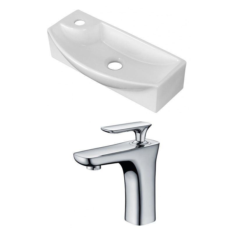 American Imaginations AI-15277 18" White Rectangular Ceramic Above Counter Bathroom Vessel Sink Set