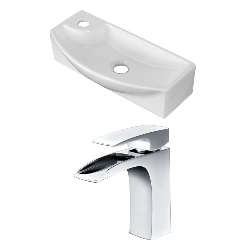 American Imaginations AI-15278 18" White Rectangular Ceramic Above Counter Bathroom Vessel Sink Set