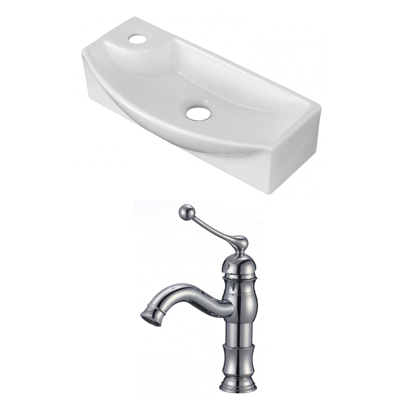 American Imaginations AI-15280 18" White Rectangular Ceramic Above Counter Bathroom Vessel Sink Set