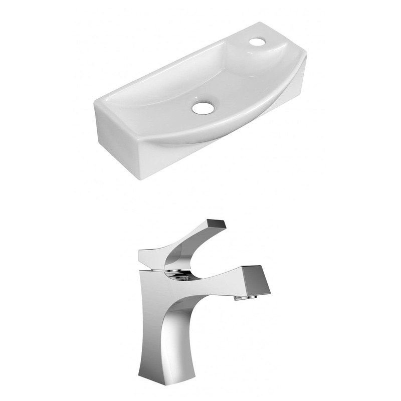 American Imaginations AI-15281 18" White Rectangular Ceramic Wall Mount Bathroom Vessel Sink Set