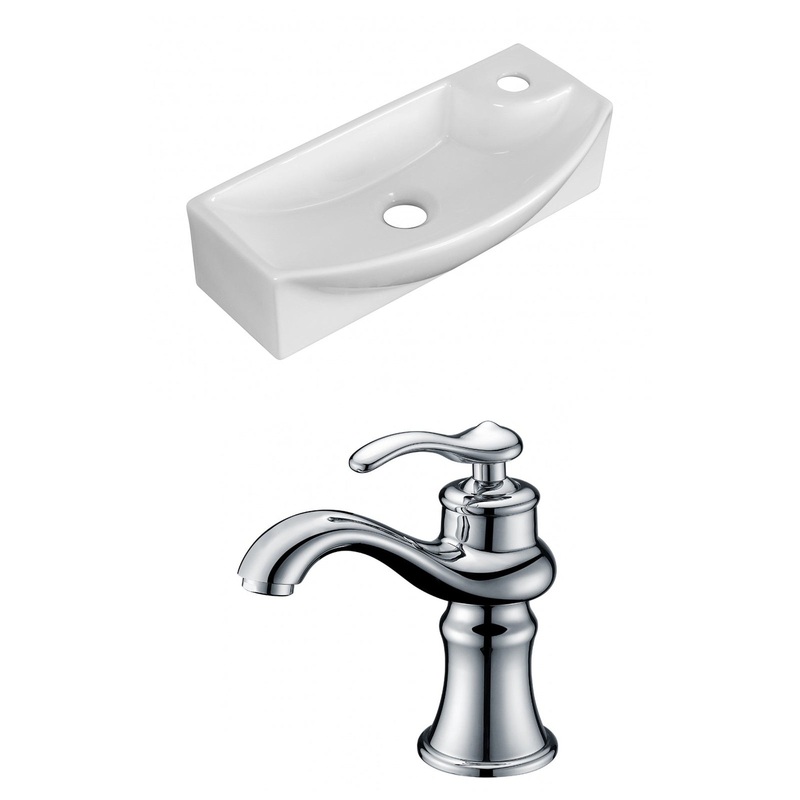 American Imaginations AI-15282 18" White Rectangular Ceramic Wall Mount Bathroom Vessel Sink Set