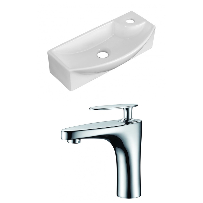American Imaginations AI-15283 18" White Rectangular Ceramic Wall Mount Bathroom Vessel Sink Set