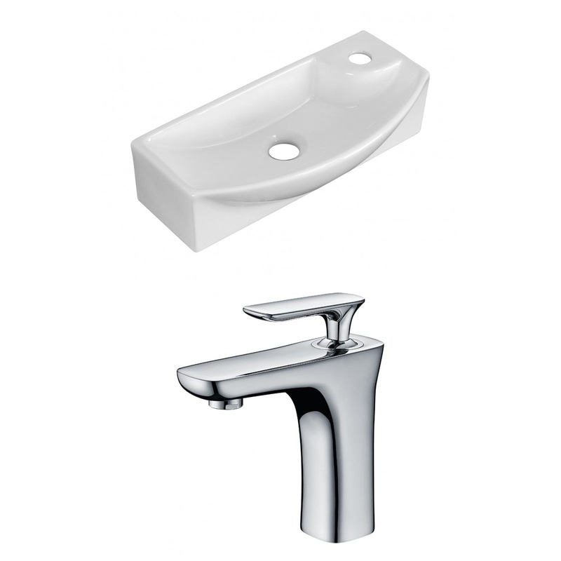 American Imaginations AI-15284 18" White Rectangular Ceramic Wall Mount Bathroom Vessel Sink Set