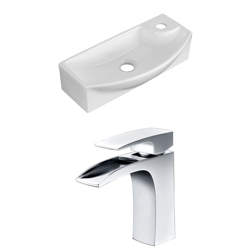 American Imaginations AI-15285 18" White Rectangular Ceramic Wall Mount Bathroom Vessel Sink Set