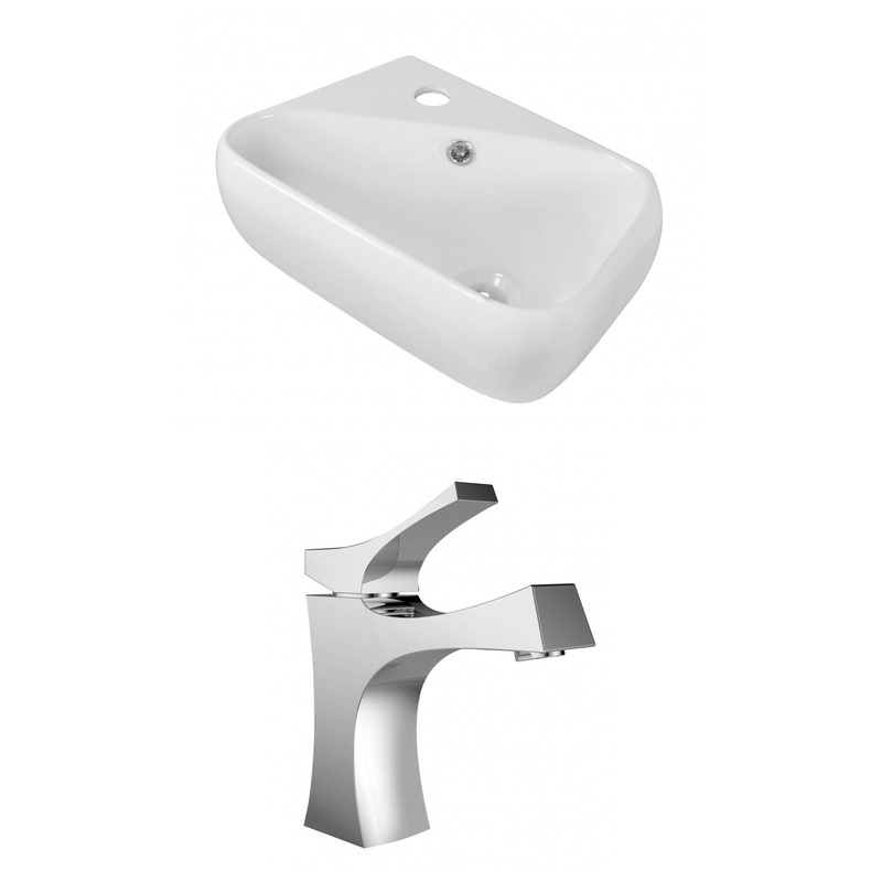 American Imaginations AI-15288 18" White Rectangular Ceramic Above Counter Bathroom Vessel Sink Set