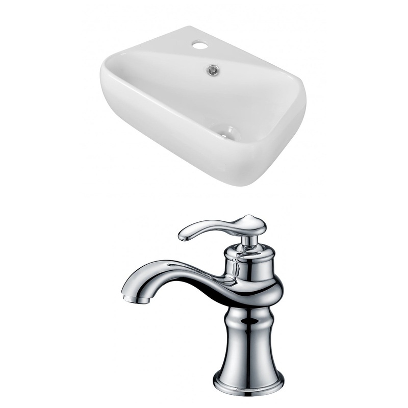 American Imaginations AI-15289 18" White Rectangular Ceramic Above Counter Bathroom Vessel Sink Set